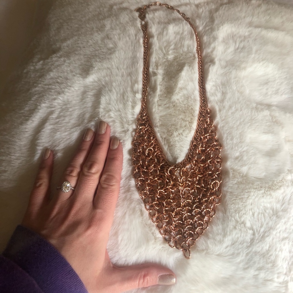 Graziano rose gold chain link bib necklace